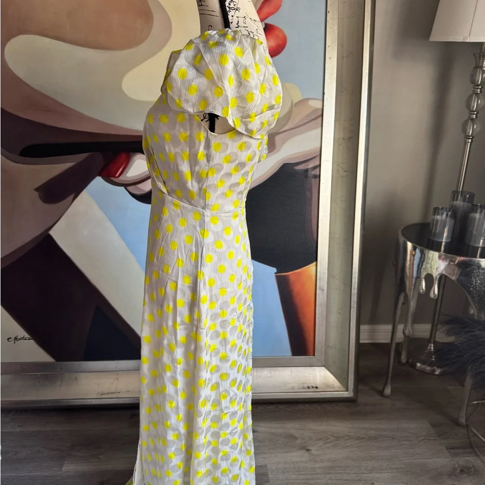 Zara polka dot deep v low cut wrap maxi dress small - Picture 6 of 8